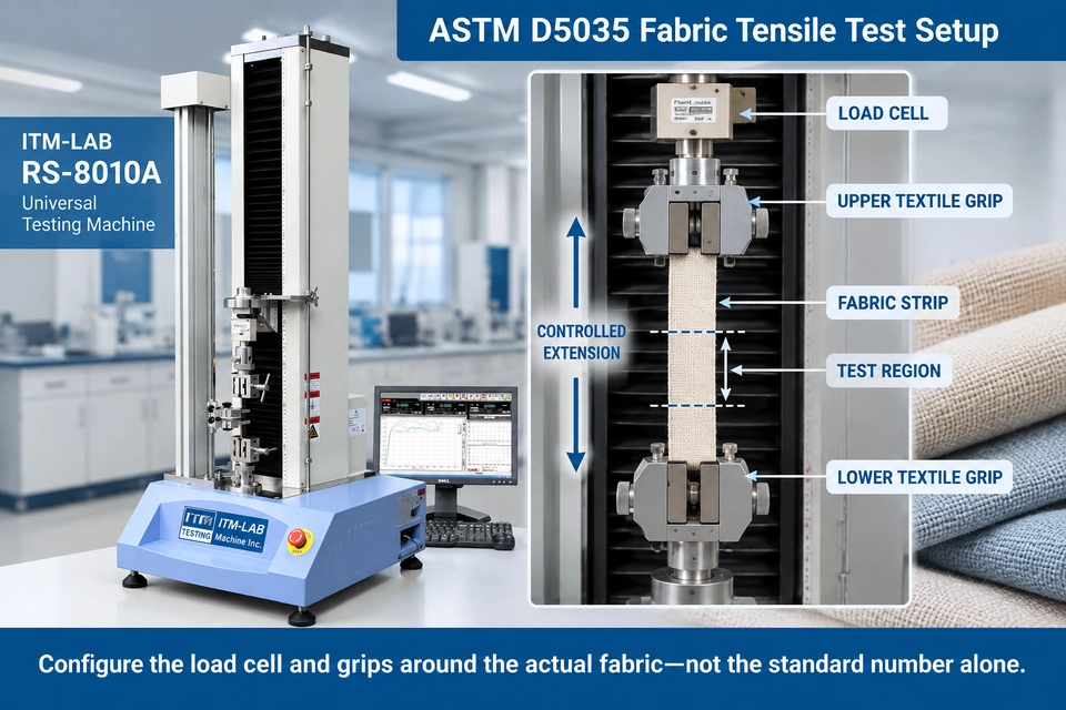 ITM-LAB RS-8010A ASTM D5035 دستگاه تست کشش پارچه